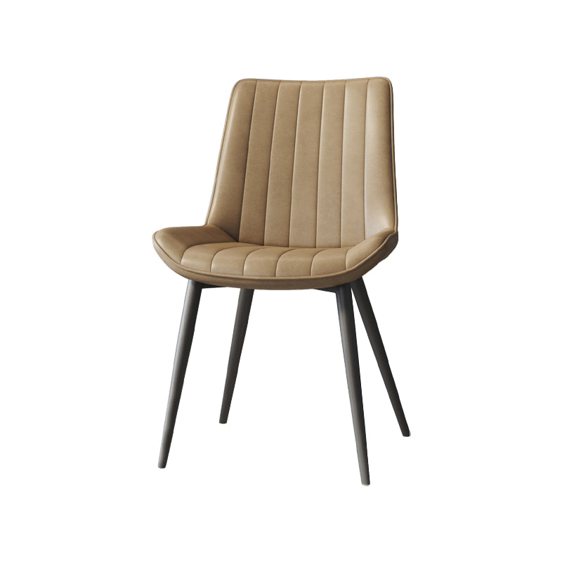 Silla auxiliar de cuero escandinava para sala de estudio Sillas de comedor Parsons con acabado mate