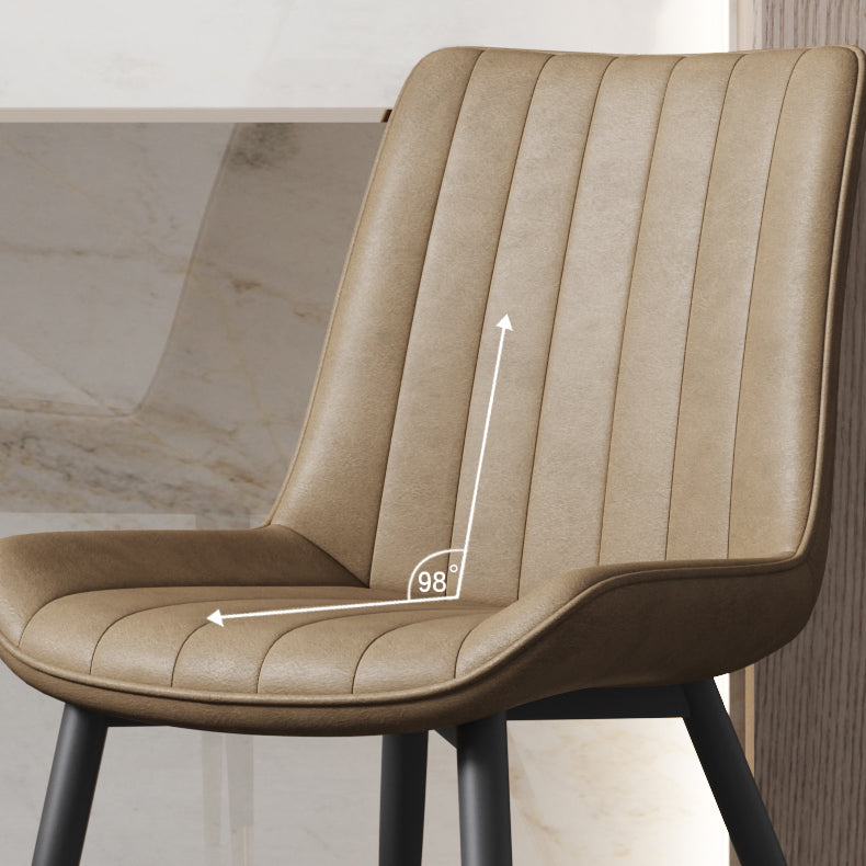 Silla auxiliar de cuero escandinava para sala de estudio Sillas de comedor Parsons con acabado mate