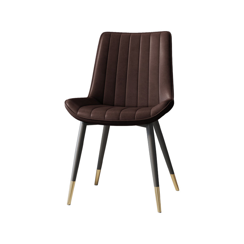 Silla auxiliar de cuero escandinava para sala de estudio Sillas de comedor Parsons con acabado mate
