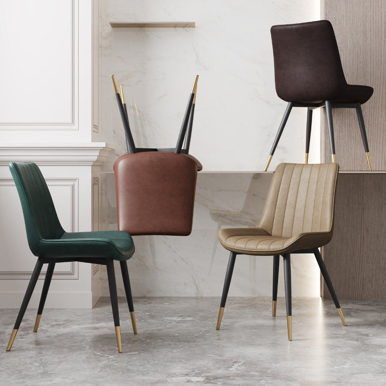 Silla auxiliar de cuero escandinava para sala de estudio Sillas de comedor Parsons con acabado mate