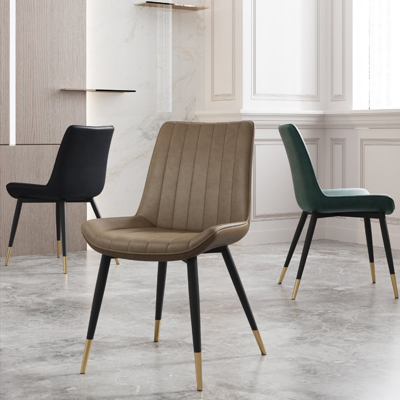 Silla auxiliar de cuero escandinava para sala de estudio Sillas de comedor Parsons con acabado mate