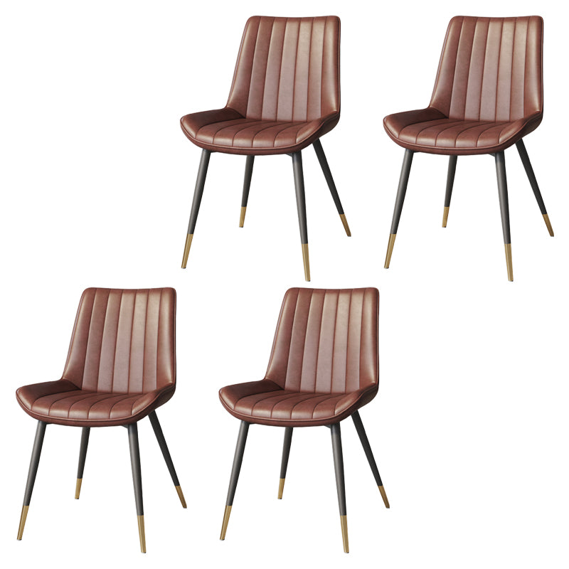 Silla auxiliar de cuero escandinava para sala de estudio Sillas de comedor Parsons con acabado mate