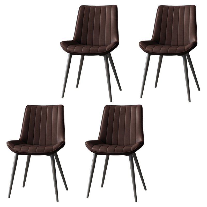 Silla auxiliar de cuero escandinava para sala de estudio Sillas de comedor Parsons con acabado mate