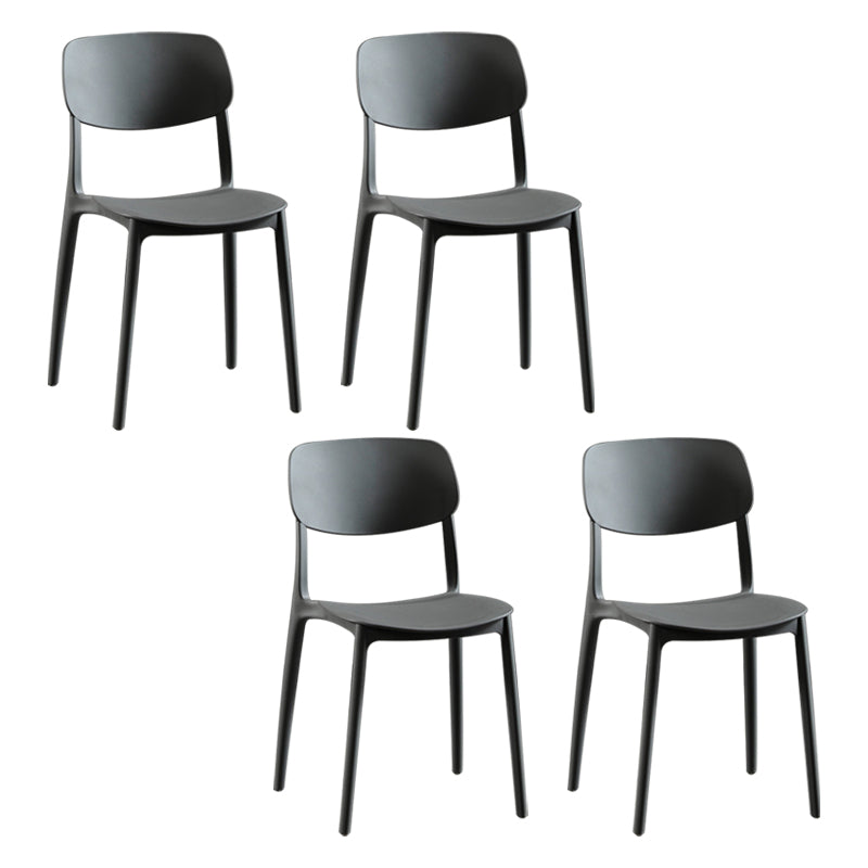Silla lateral de plástico moderna para interiores y exteriores, silla lateral de comedor con respaldo abierto