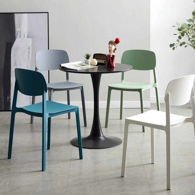 Silla lateral de plástico moderna para interiores y exteriores, silla lateral de comedor con respaldo abierto sin brazos