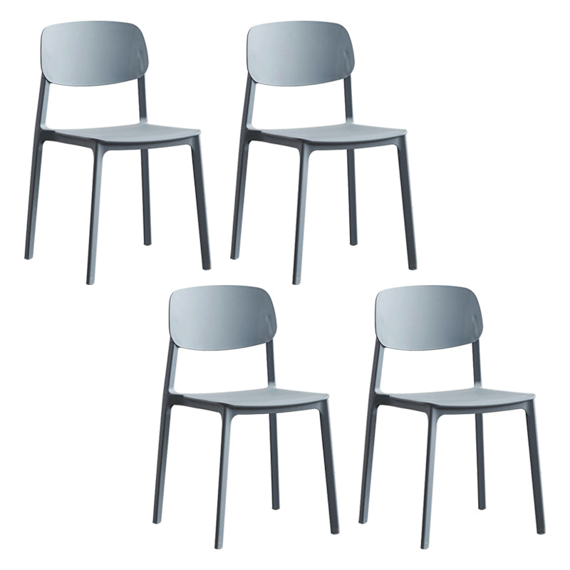 Silla lateral de plástico moderna para interiores y exteriores, silla lateral de comedor con respaldo abierto sin brazos