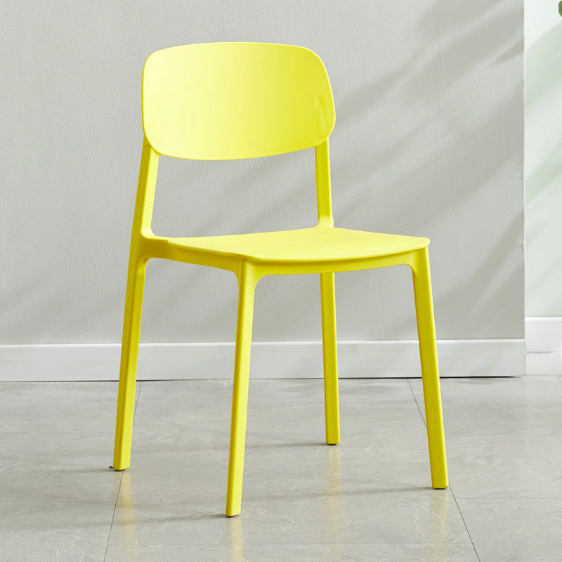 Silla lateral de plástico moderna para interiores y exteriores, silla lateral de comedor con respaldo abierto sin brazos