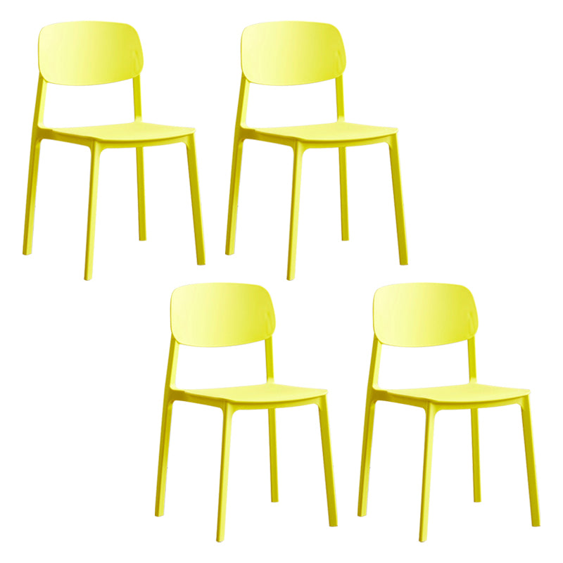 Silla lateral de plástico moderna para interiores y exteriores, silla lateral de comedor con respaldo abierto sin brazos