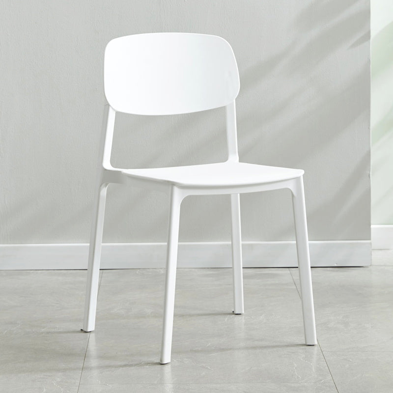 Silla lateral de plástico moderna para interiores y exteriores, silla lateral de comedor con respaldo abierto sin brazos