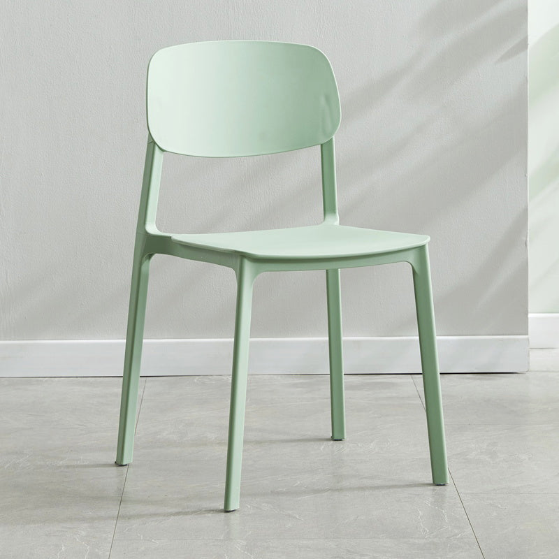 Silla lateral de plástico moderna para interiores y exteriores, silla lateral de comedor con respaldo abierto sin brazos