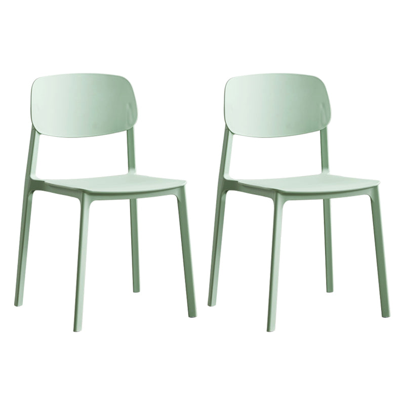 Silla lateral de plástico moderna para interiores y exteriores, silla lateral de comedor con respaldo abierto sin brazos