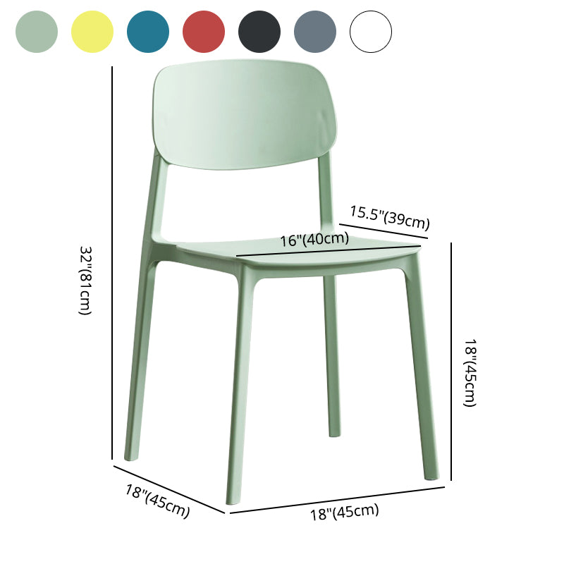 Silla lateral de plástico moderna para interiores y exteriores, silla lateral de comedor con respaldo abierto sin brazos