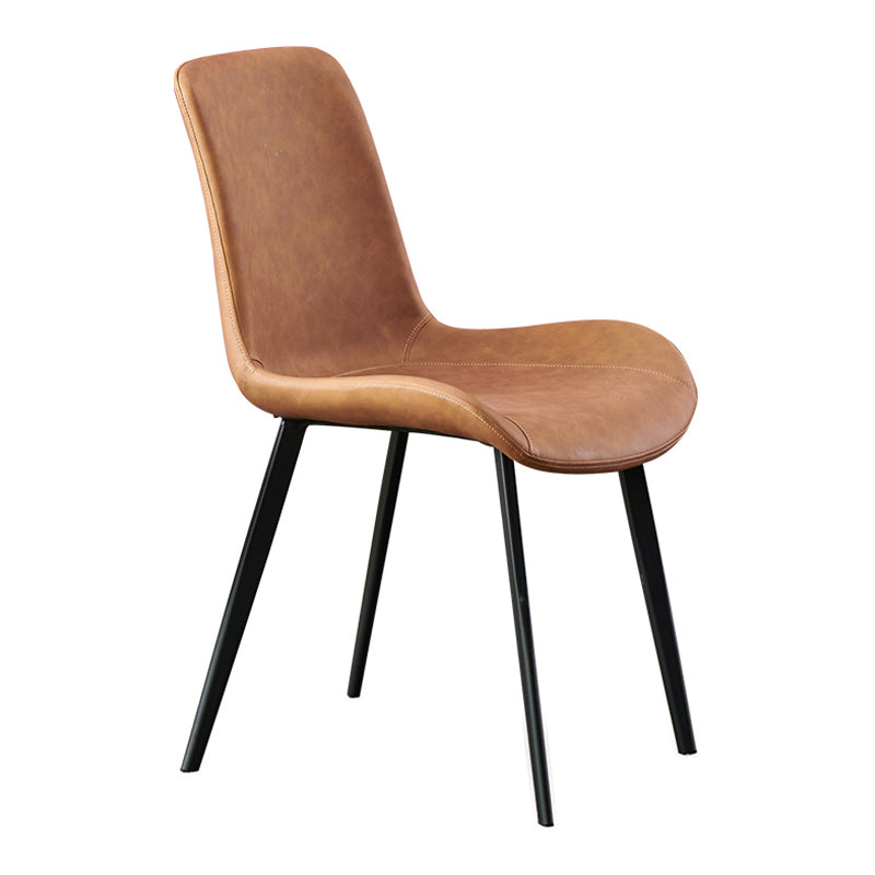 Silla auxiliar de cuero para el hogar contemporánea, acabado mate, sillas de comedor Parsons