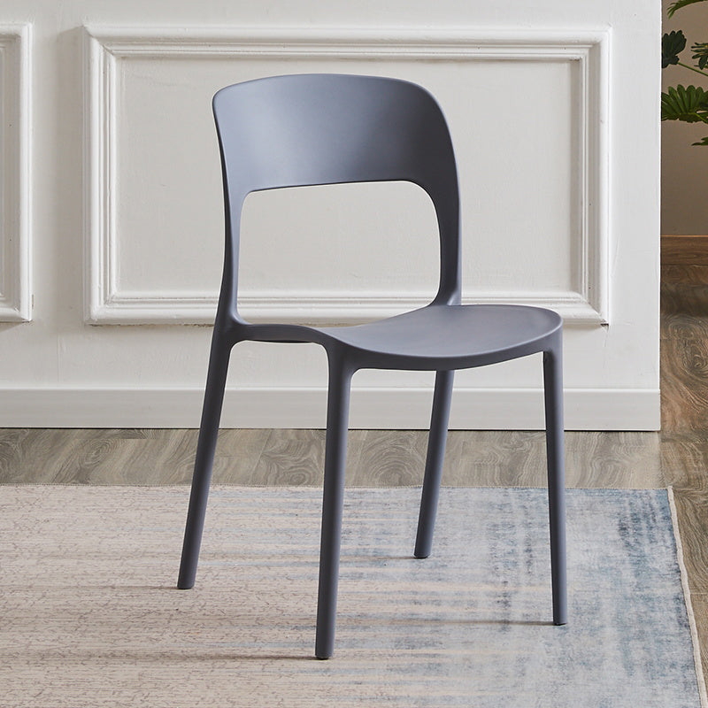 Silla lateral de plástico contemporánea, silla lateral de comedor sin brazos con espalda abierta apilable para el hogar
