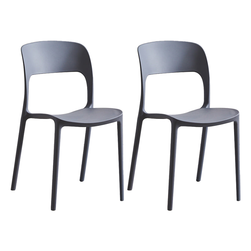 Silla lateral de plástico contemporánea, silla lateral de comedor sin brazos con espalda abierta apilable para el hogar