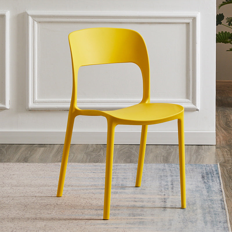 Silla lateral de plástico contemporánea, silla lateral de comedor sin brazos con espalda abierta apilable para el hogar