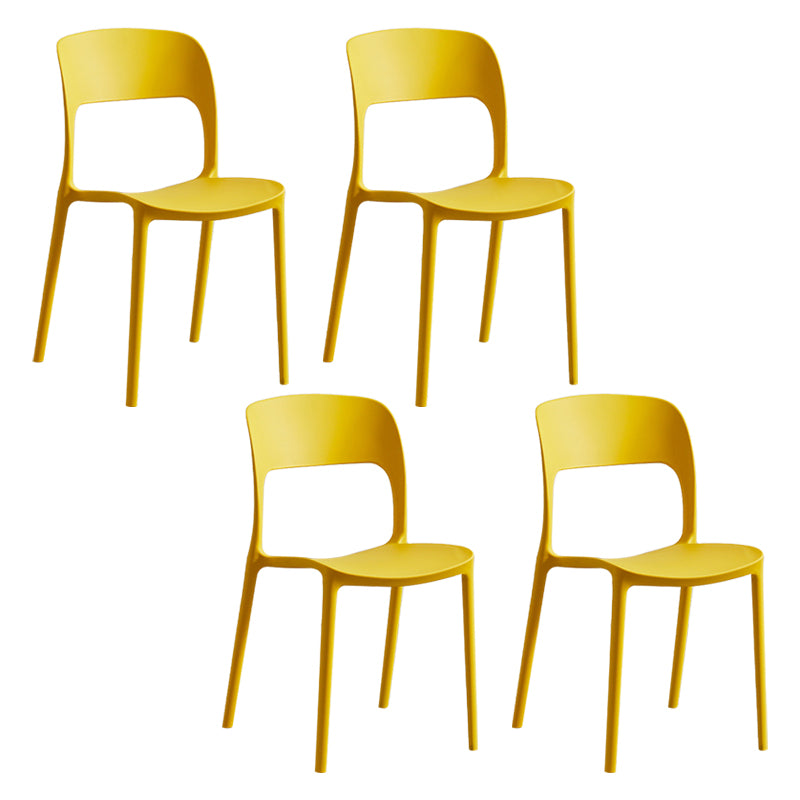 Silla lateral de plástico contemporánea, silla lateral de comedor sin brazos con espalda abierta apilable para el hogar