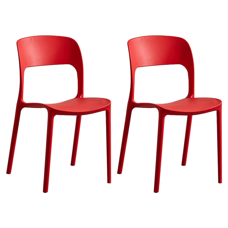 Silla lateral de plástico contemporánea, silla lateral de comedor sin brazos con espalda abierta apilable para el hogar