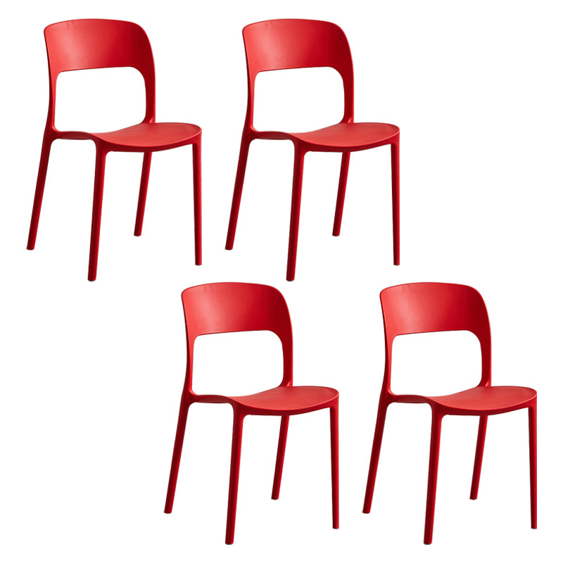 Silla lateral de plástico contemporánea, silla lateral de comedor sin brazos con espalda abierta apilable para el hogar