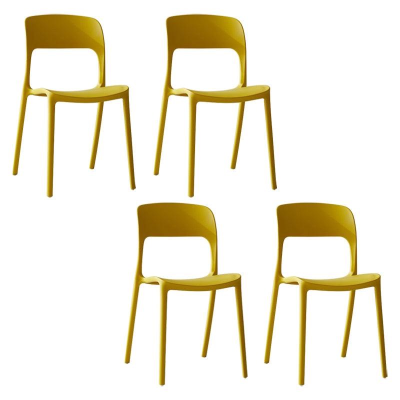 Silla lateral de plástico contemporánea, silla lateral de comedor sin brazos con espalda abierta apilable para el hogar