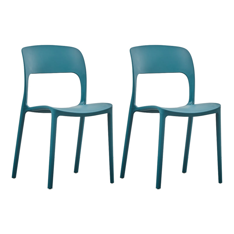 Silla lateral de plástico contemporánea, silla lateral de comedor sin brazos con espalda abierta apilable para el hogar