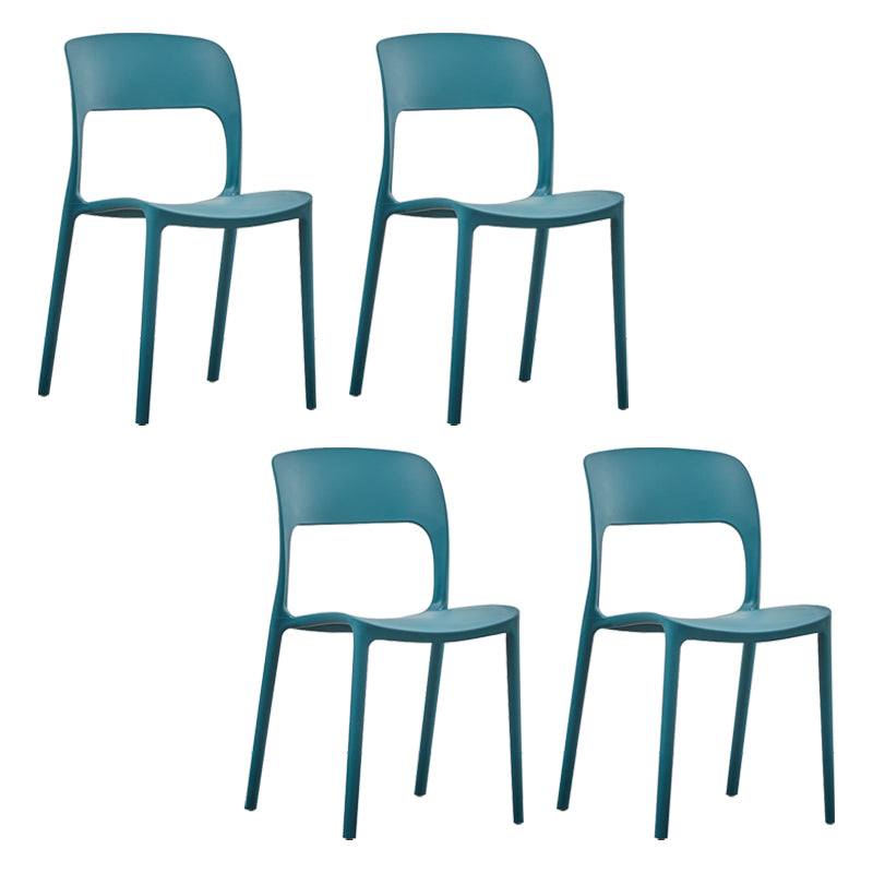 Silla lateral de plástico contemporánea, silla lateral de comedor sin brazos con espalda abierta apilable para el hogar