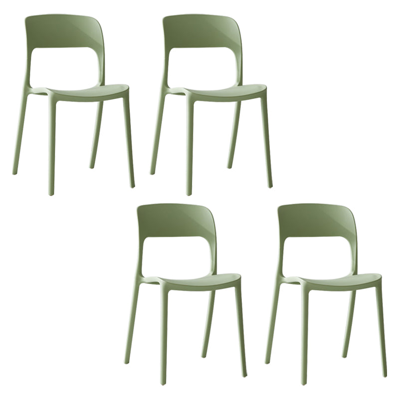 Silla lateral de plástico contemporánea, silla lateral de comedor sin brazos con espalda abierta apilable para el hogar