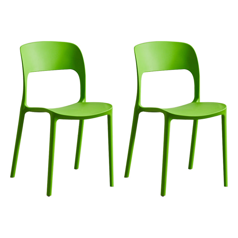 Silla lateral de plástico contemporánea, silla lateral de comedor sin brazos con espalda abierta apilable para el hogar