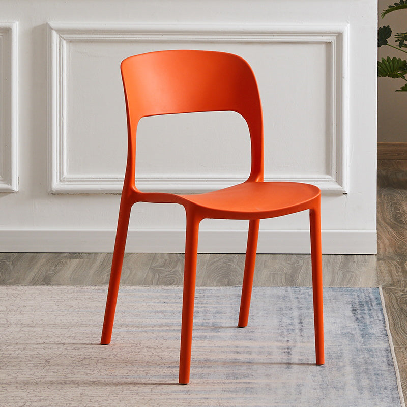 Silla lateral de plástico contemporánea, silla lateral de comedor sin brazos con espalda abierta apilable para el hogar