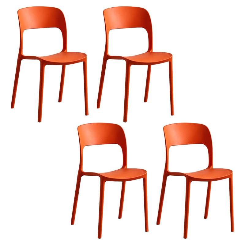 Silla lateral de plástico contemporánea, silla lateral de comedor sin brazos con espalda abierta apilable para el hogar