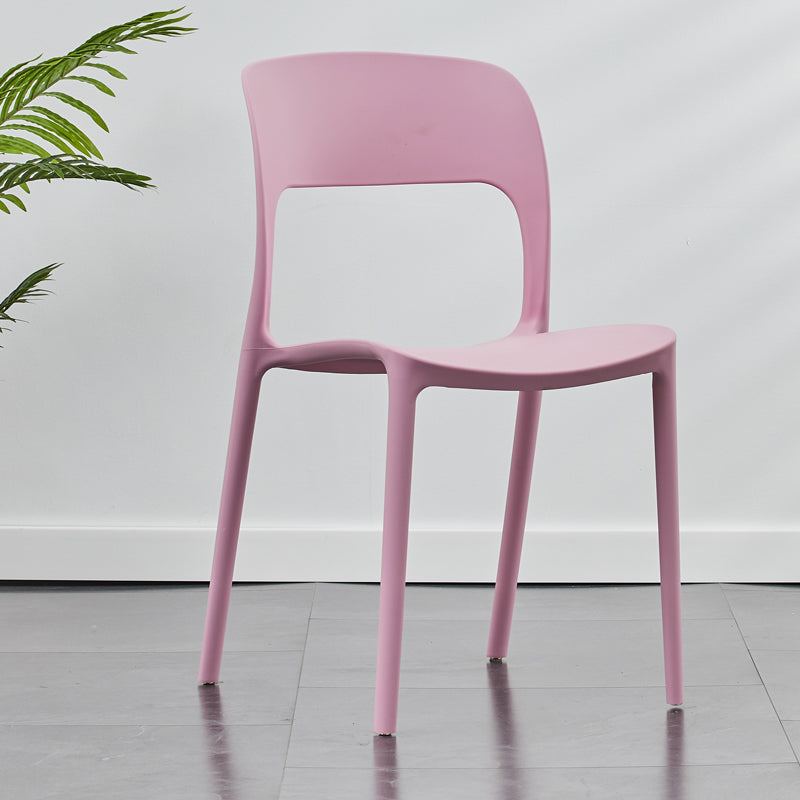 Silla lateral de plástico contemporánea, silla lateral de comedor sin brazos con espalda abierta apilable para el hogar