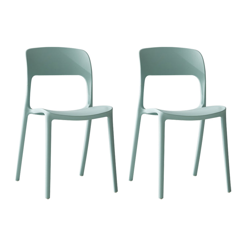 Silla lateral de plástico contemporánea, silla lateral de comedor sin brazos con espalda abierta apilable para el hogar