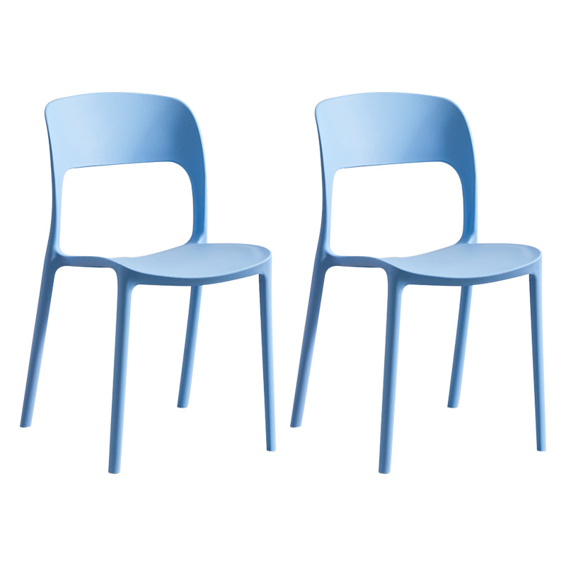 Silla lateral de plástico contemporánea, silla lateral de comedor sin brazos con espalda abierta apilable para el hogar