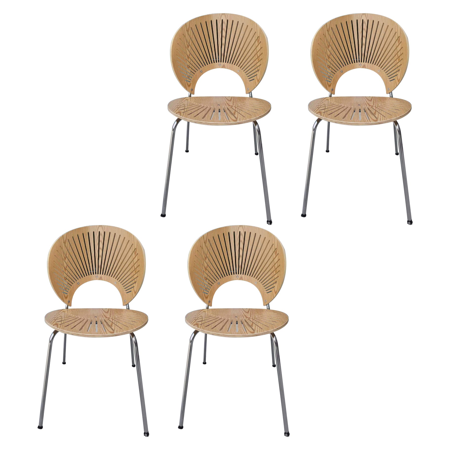Sillas de metal estilo moderno Silla auxiliar de comedor con respaldo abierto (Juego de 4)