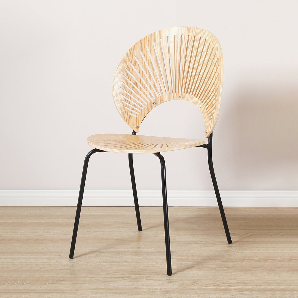 Sillas de metal estilo moderno Silla auxiliar de comedor con respaldo abierto (Juego de 4)