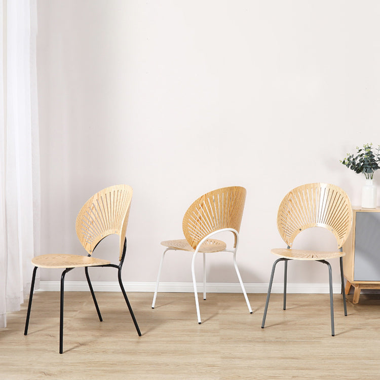 Sillas de metal estilo moderno Silla auxiliar de comedor con respaldo abierto (Juego de 4)