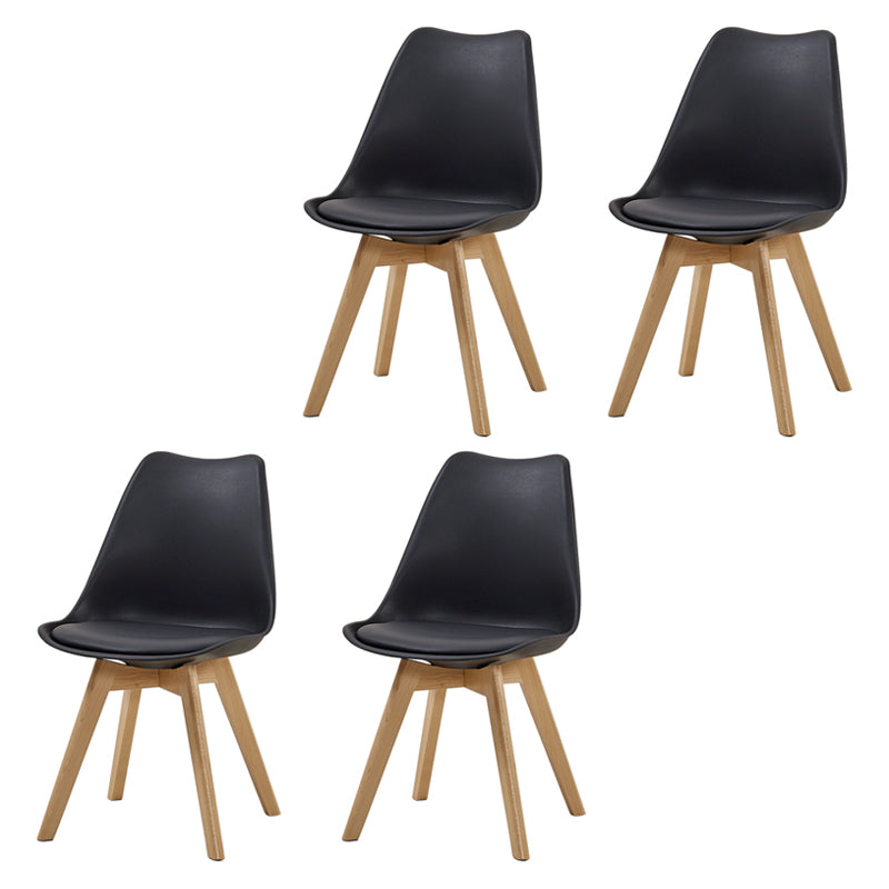 Contemporary Beech Wood Chairs Solid Back Side Kitchen Chair (Set of 4)