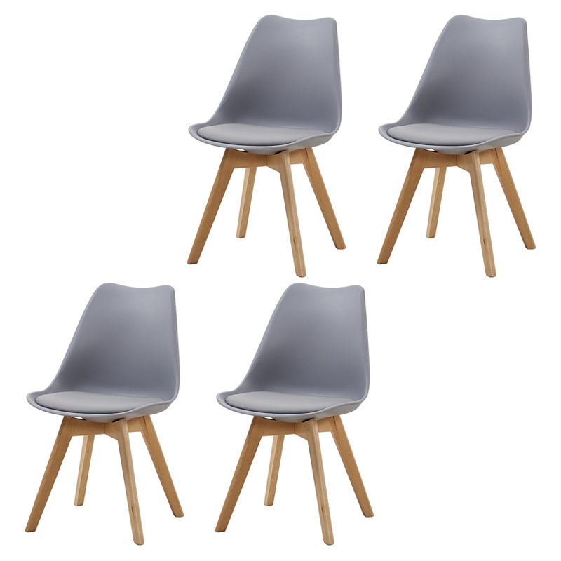Contemporary Beech Wood Chairs Solid Back Side Kitchen Chair (Set of 4)