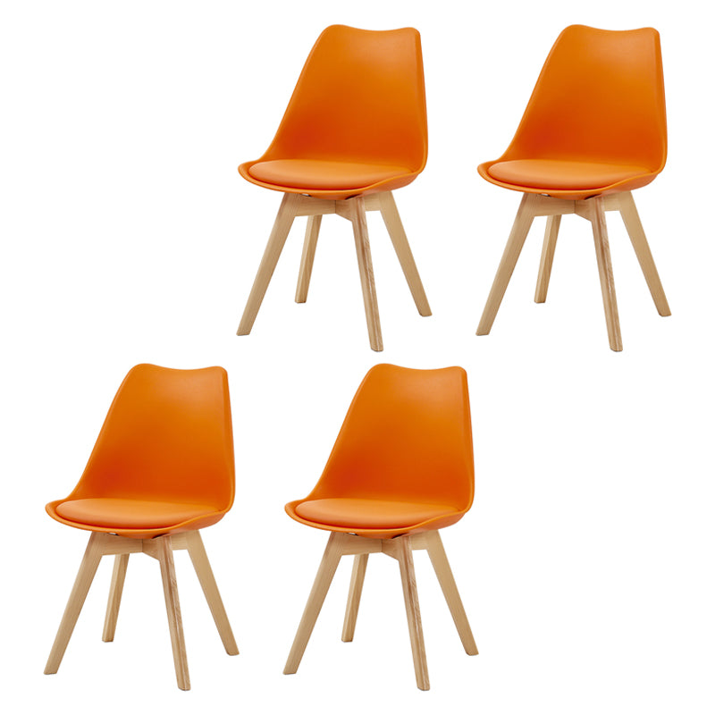 Contemporary Beech Wood Chairs Solid Back Side Kitchen Chair (Set of 4)