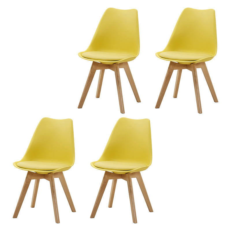 Contemporary Beech Wood Chairs Solid Back Side Kitchen Chair (Set of 4)