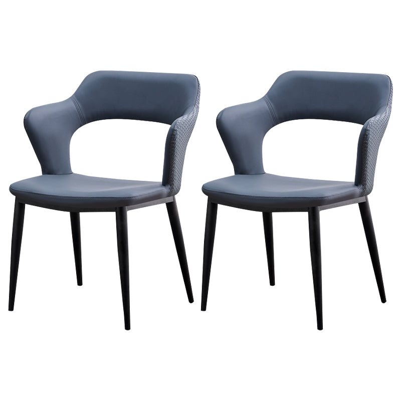 Minimalist Style Leather Dining Chairs Open Back Dining Side Chairs for Home