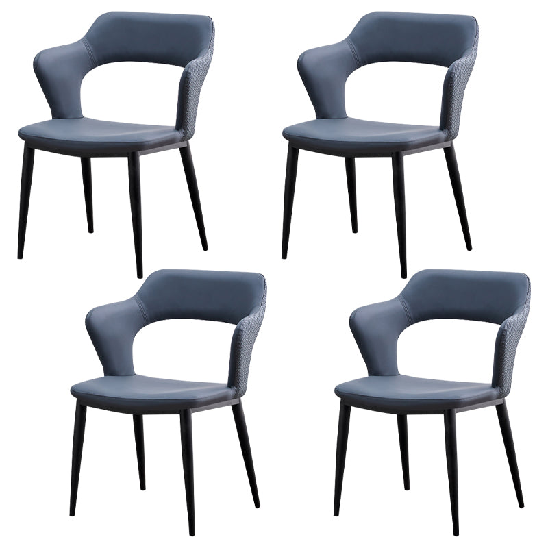 Minimalist Style Leather Dining Chairs Open Back Dining Side Chairs for Home