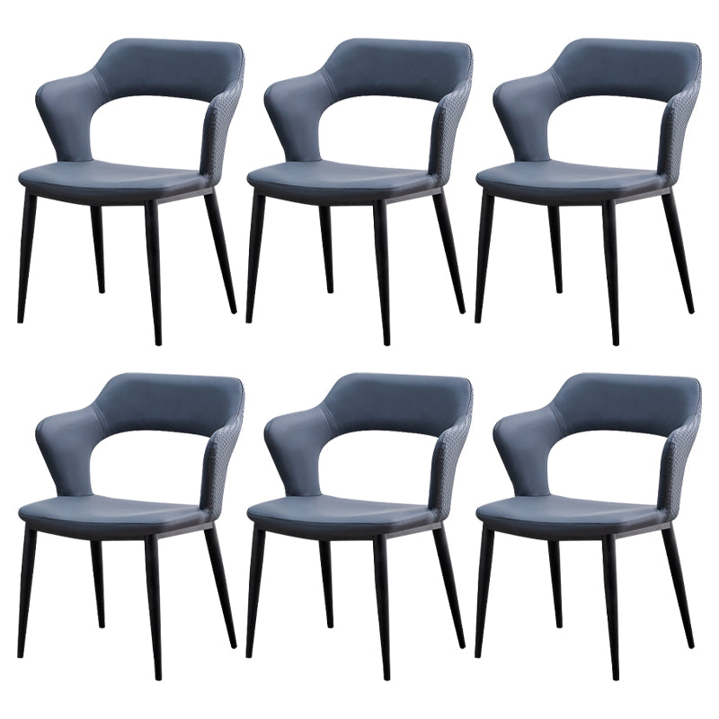 Minimalist Style Leather Dining Chairs Open Back Dining Side Chairs for Home