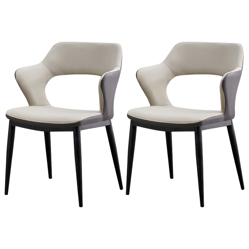 Minimalist Style Leather Dining Chairs Open Back Dining Side Chairs for Home