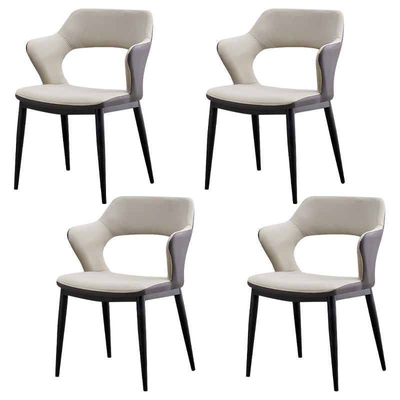Minimalist Style Leather Dining Chairs Open Back Dining Side Chairs for Home