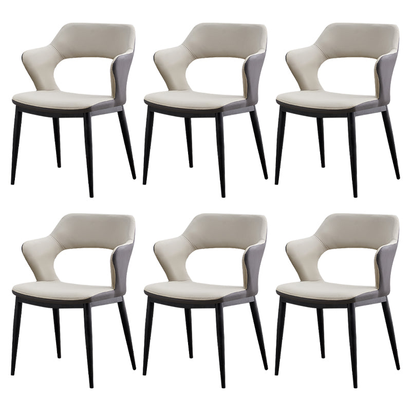Minimalist Style Leather Dining Chairs Open Back Dining Side Chairs for Home