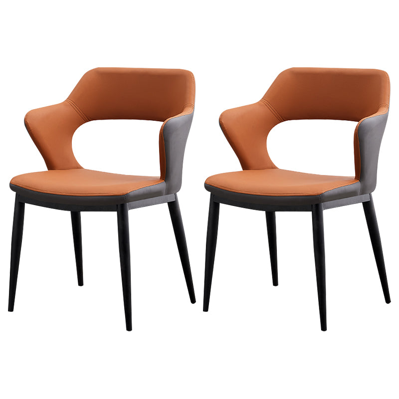 Minimalist Style Leather Dining Chairs Open Back Dining Side Chairs for Home