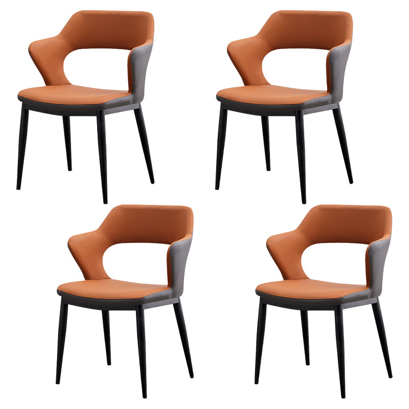 Minimalist Style Leather Dining Chairs Open Back Dining Side Chairs for Home