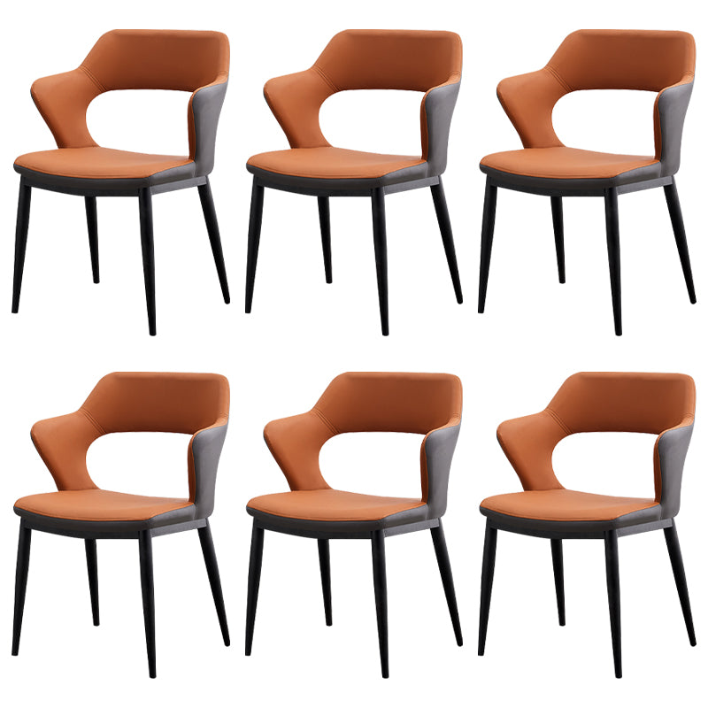 Minimalist Style Leather Dining Chairs Open Back Dining Side Chairs for Home