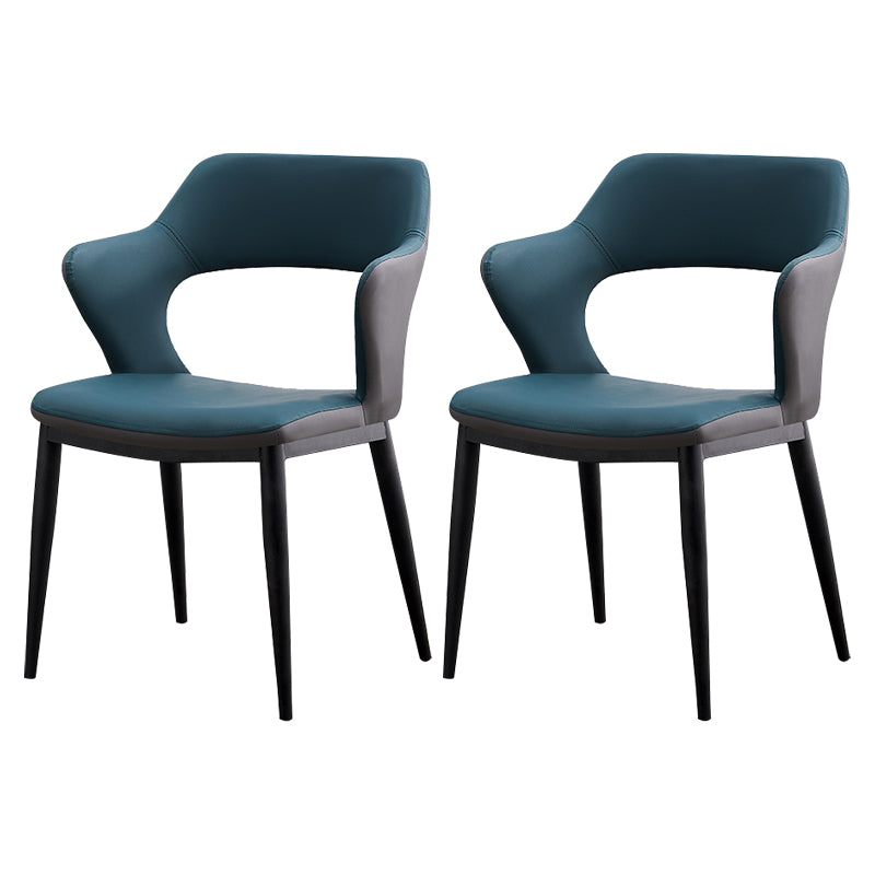 Minimalist Style Leather Dining Chairs Open Back Dining Side Chairs for Home